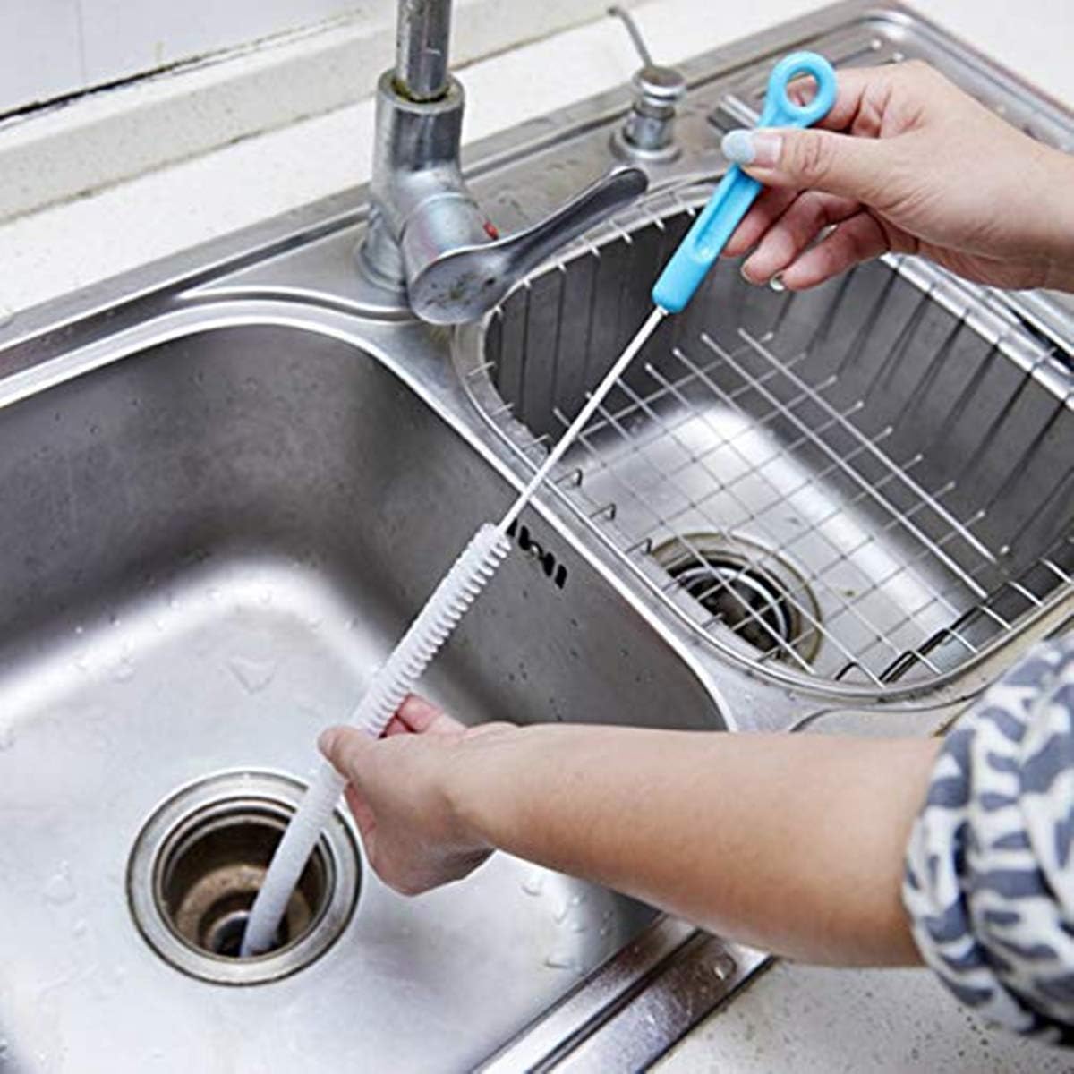 Drain Cleaning Brush – Flexible Drain Cleaning Brush, Sink & Pipe Scrubber and Household Drain Cleaning Tool