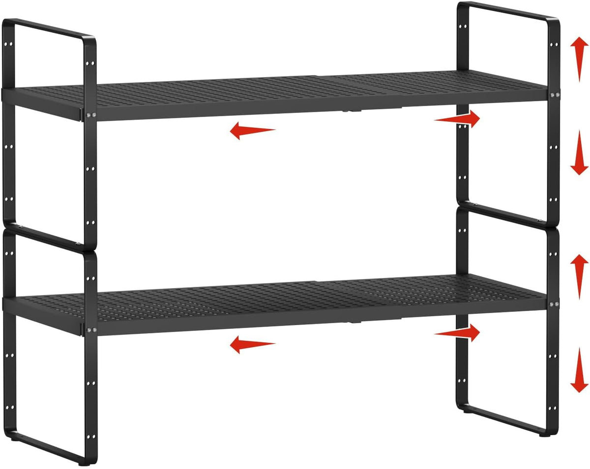 Stackable Cabinet Shelf Organizer – Stackable Kitchen Cabinet Shelves, Adjustable Storage Rack & Space-Saving Pantry and Countertop Organizer