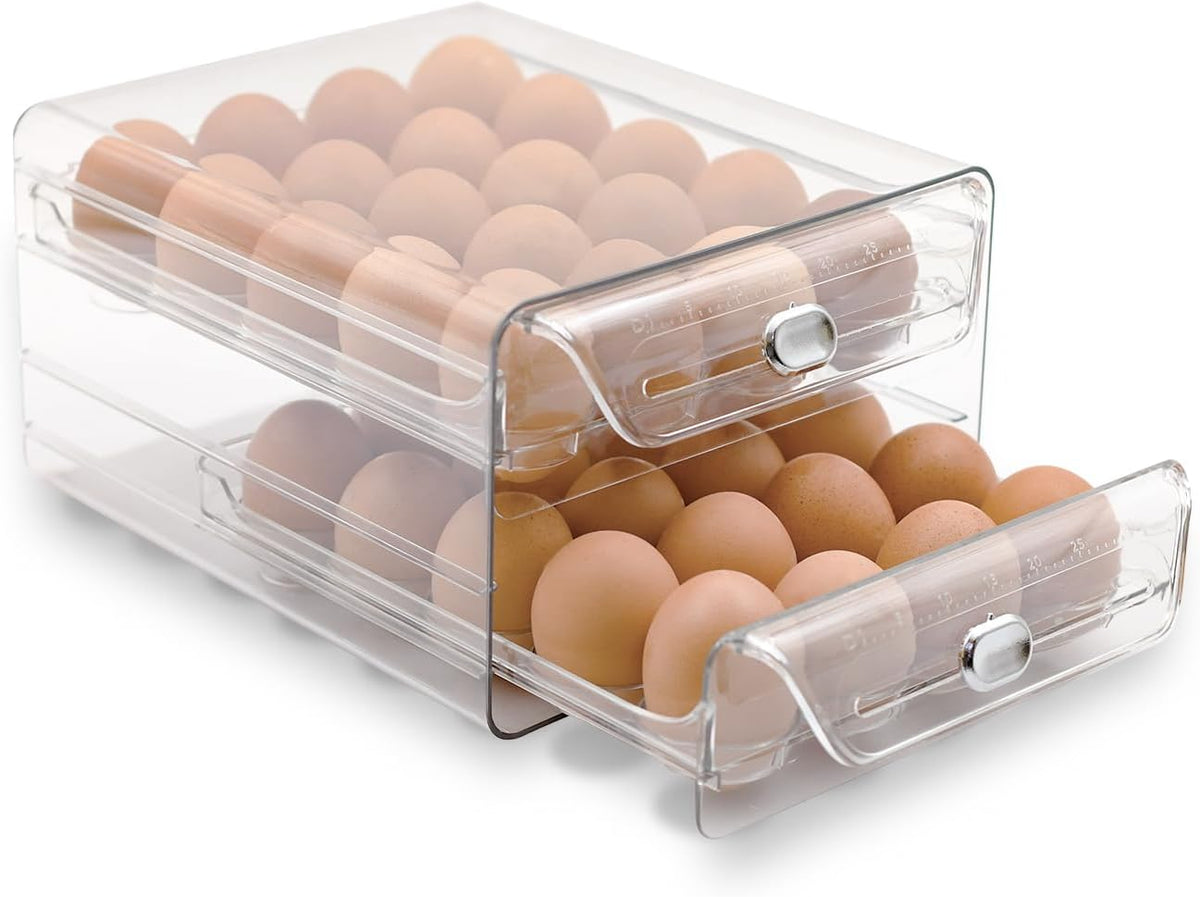Egg Storage Tray – Refrigerator Egg Holder, Stackable Egg Organizer & Space-Saving Kitchen Storage Tray for Fresh Eggs