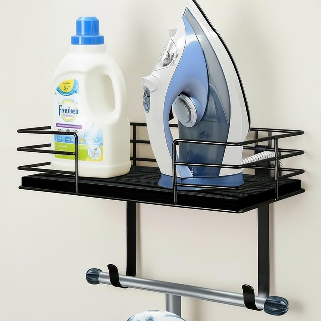Ironing Board Holder & Iron Organizer – Over The Door & Wall Mount Heat-Resistant Iron Storage Rack