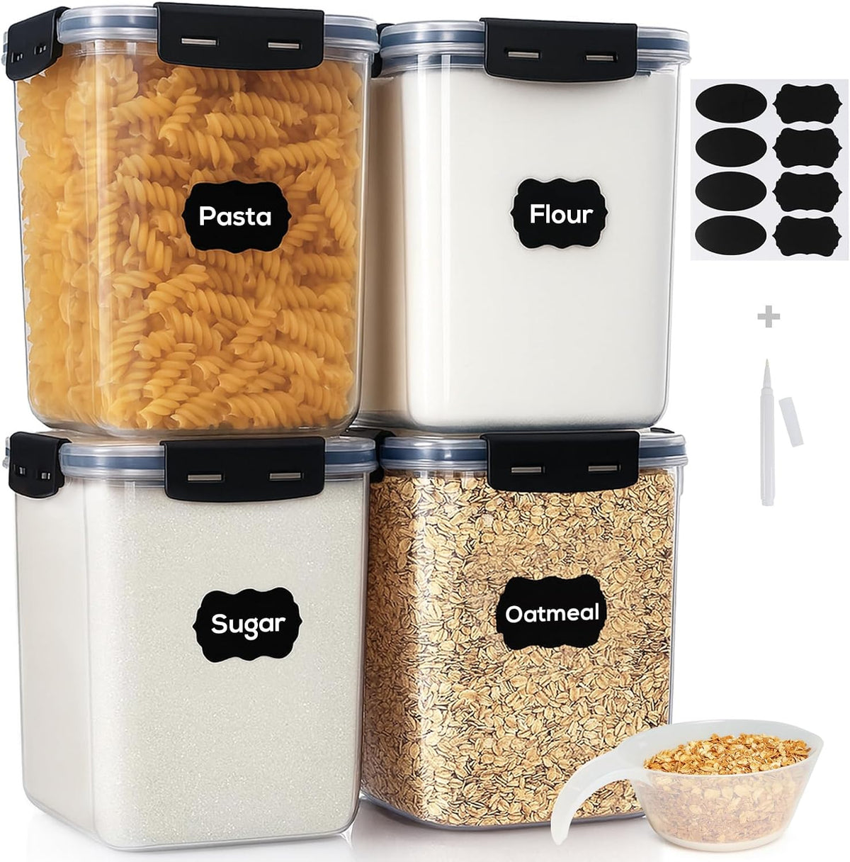 Airtight Food Storage Containers – Sealed Kitchen Storage Containers, Pantry Organization Bins & Space-Saving Food Storage Organizer