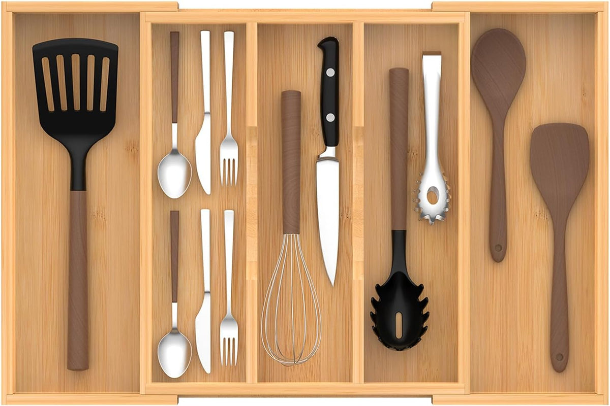 Expandable Kitchen Utensil Organizer – Adjustable Cutlery Tray, Expandable Drawer Divider & Space-Saving Kitchen Utensil Storage Organizer