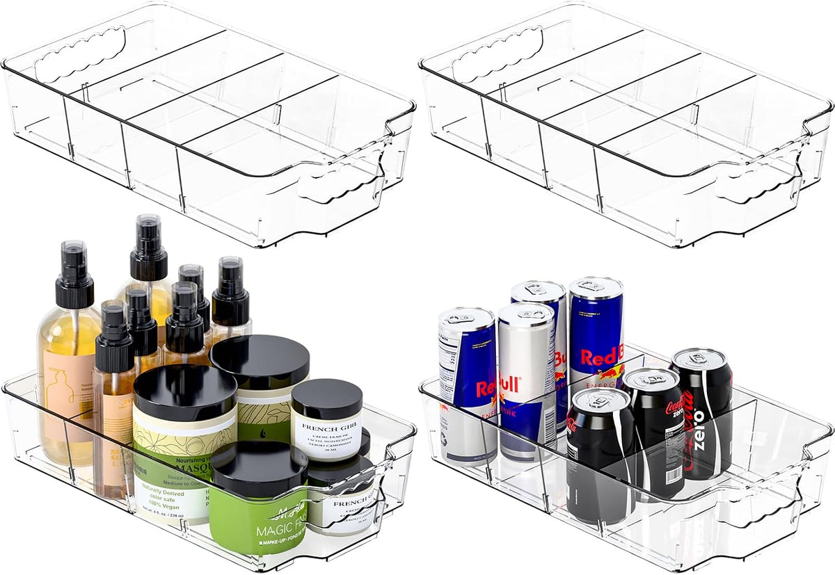 Stackable Pantry Storage Bins – Clear Pantry Organizer Containers, Stackable Food Storage Bins & Space-Saving Kitchen Cabinet Organization Containers