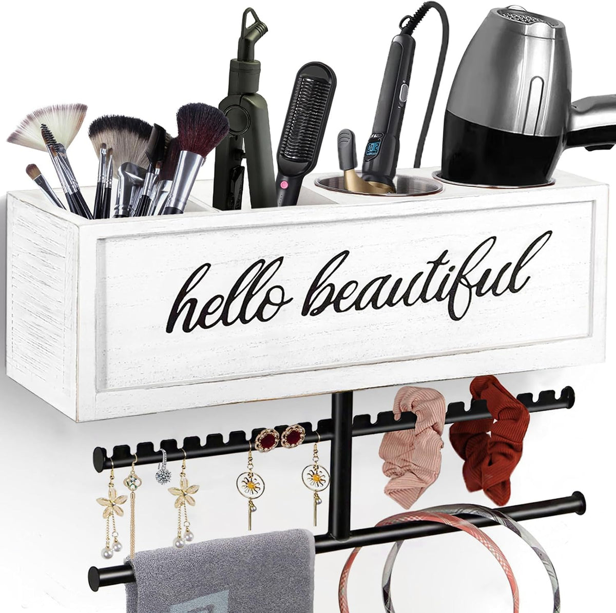 Hair Tool Storage Organizer – Hair Dryer & Styling Tool Holder, Bathroom Counter Organizer & Space-Saving Hair Tool Storage Rack