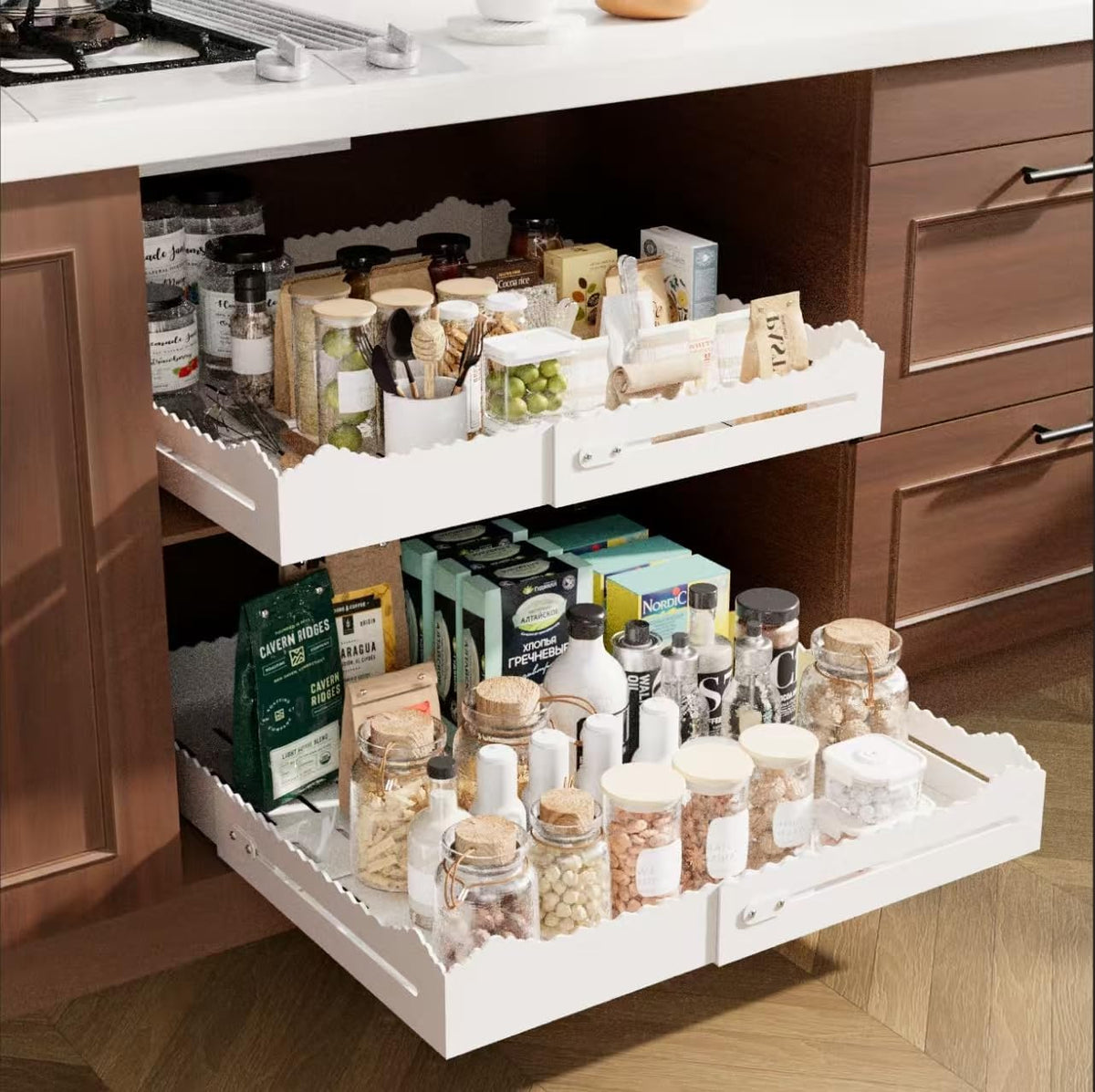 Pull-Out Cabinet Organizer – Sliding Cabinet Storage Rack, Pull-Out Kitchen Shelf & Space-Saving Pantry and Cabinet Organizer