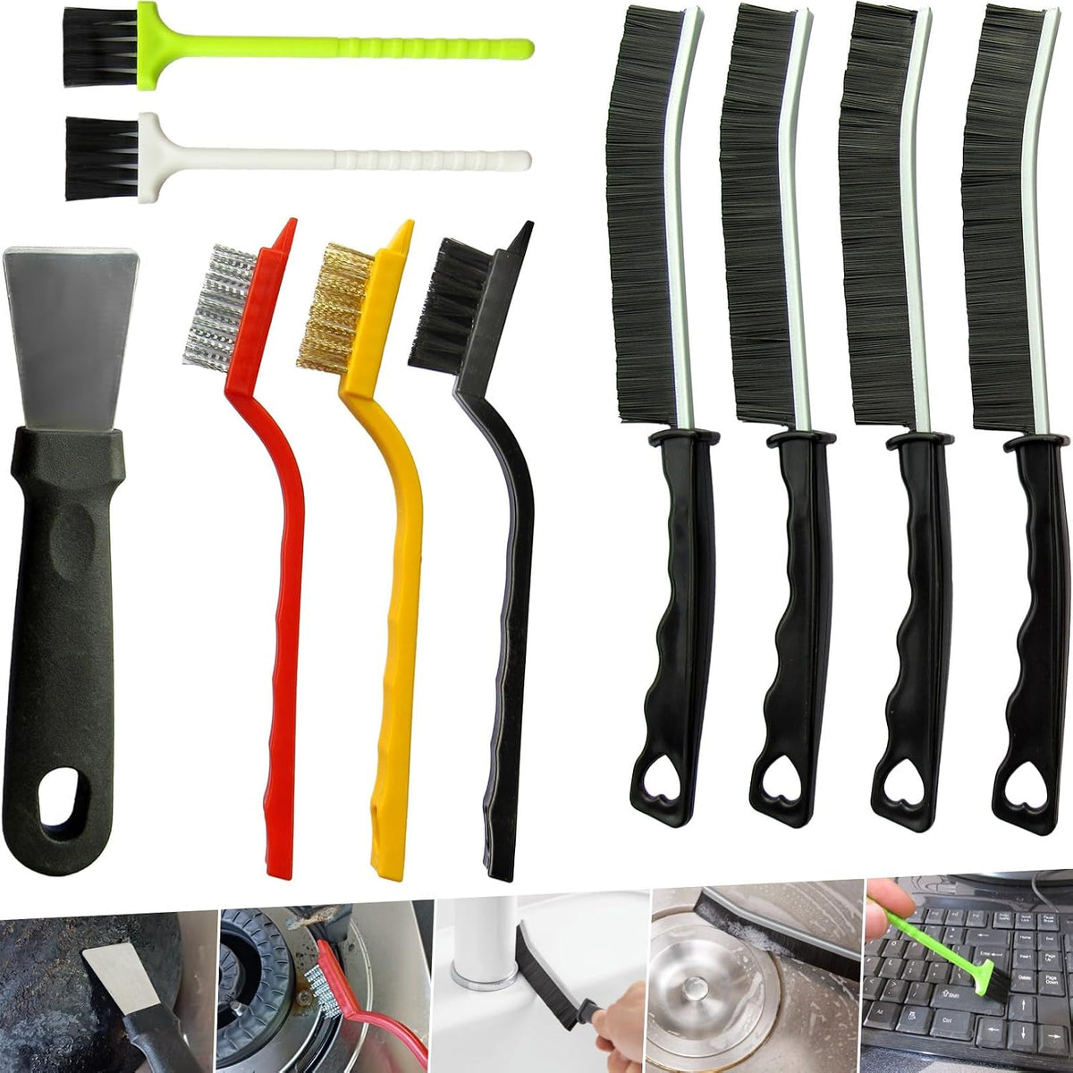 Crevice Cleaning Brush Set – Narrow Gap Scrubbers, Detail Cleaning Brushes & Deep-Cleaning Tools for Kitchen, Bathroom and Household Spaces