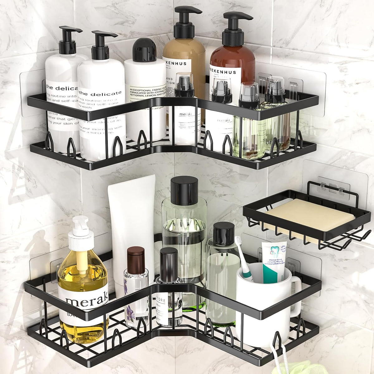 Corner Shower Storage Shelf – Corner Shower Caddy, Bathroom Wall Storage Rack & Space-Saving Shower Organizer for Toiletries and Essentials
