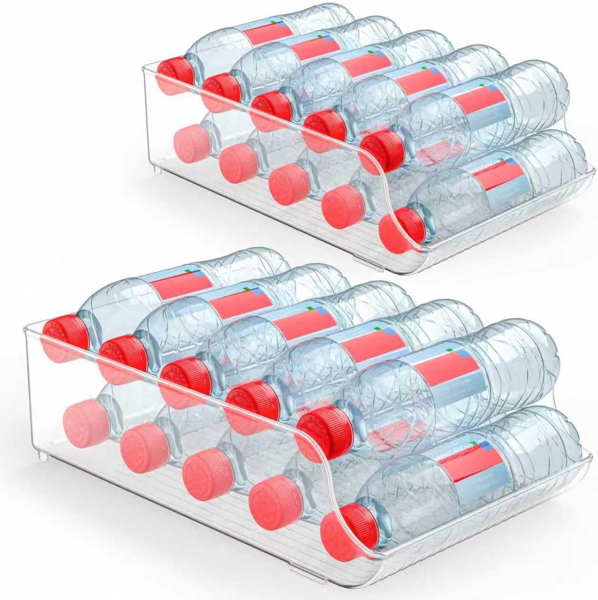 Refrigerator Bottle Organizer – Fridge Bottle Holder, Beverage Storage Rack & Space-Saving Refrigerator Organizer for Water Bottles and Drinks