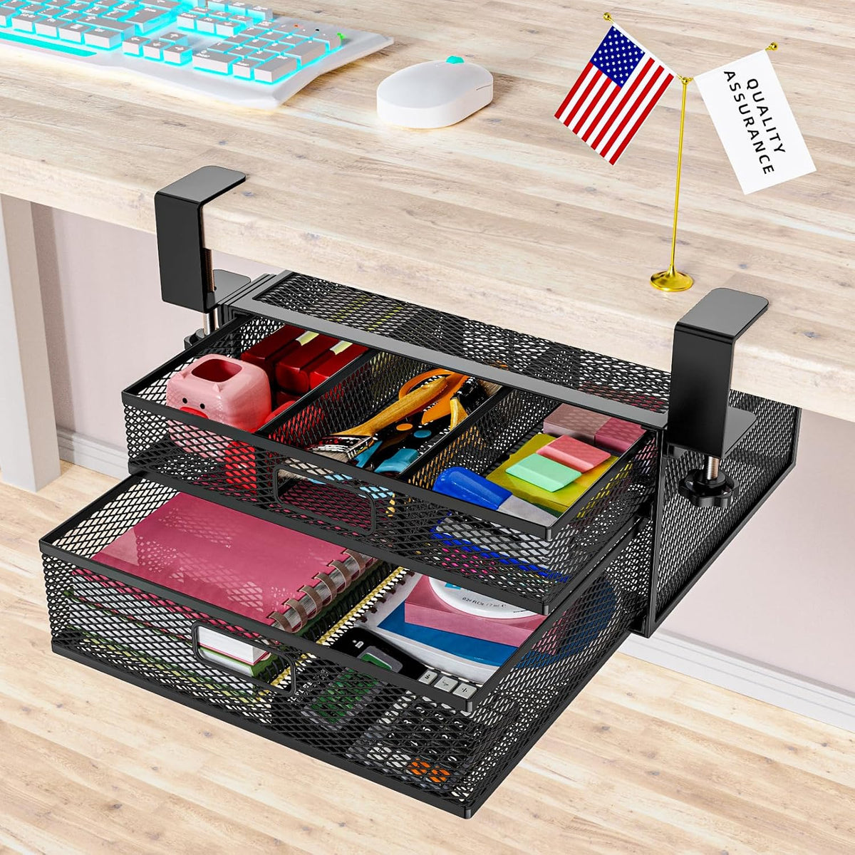 Under-Desk Storage Organizer – Under-Desk Drawer, Office Desk Storage Rack & Space-Saving Workspace Organizer