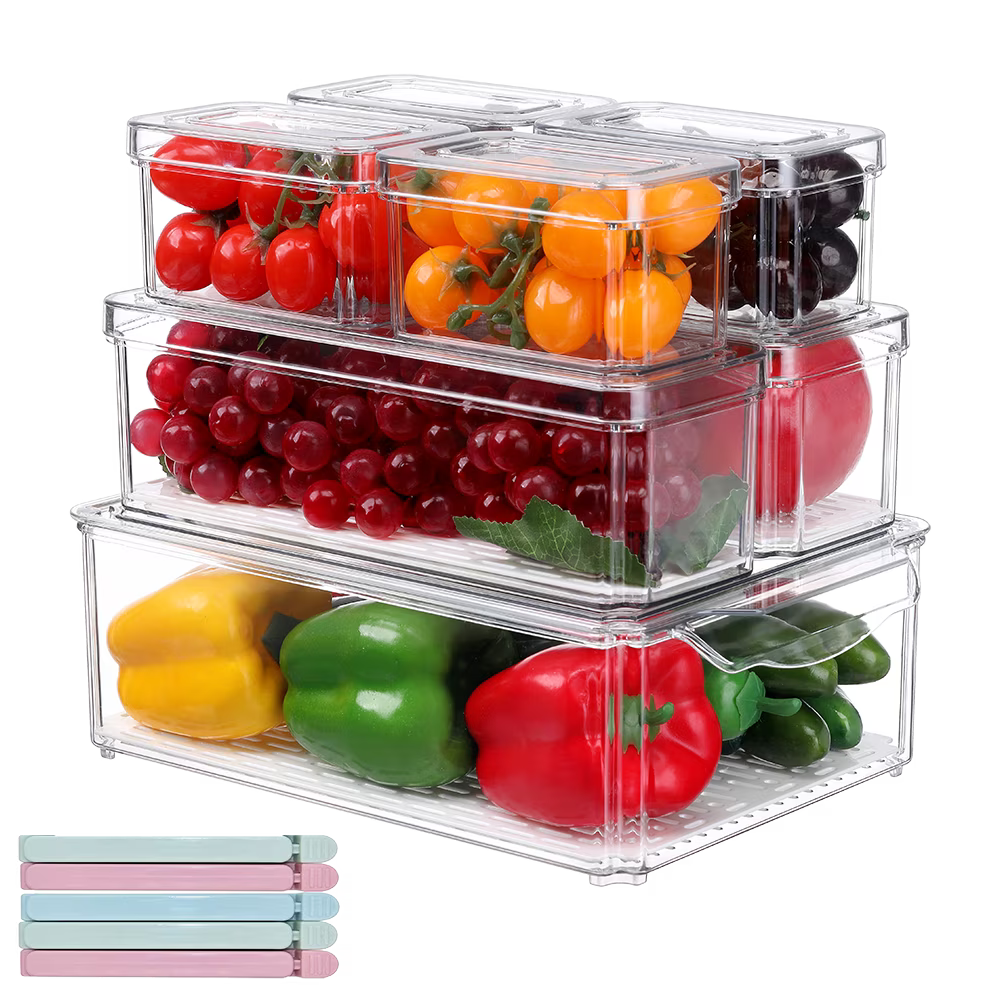 Refrigerator Storage Bins – Clear Fridge Organizer Bins, Stackable Food Storage Containers & Space-Saving Refrigerator Organization Bins