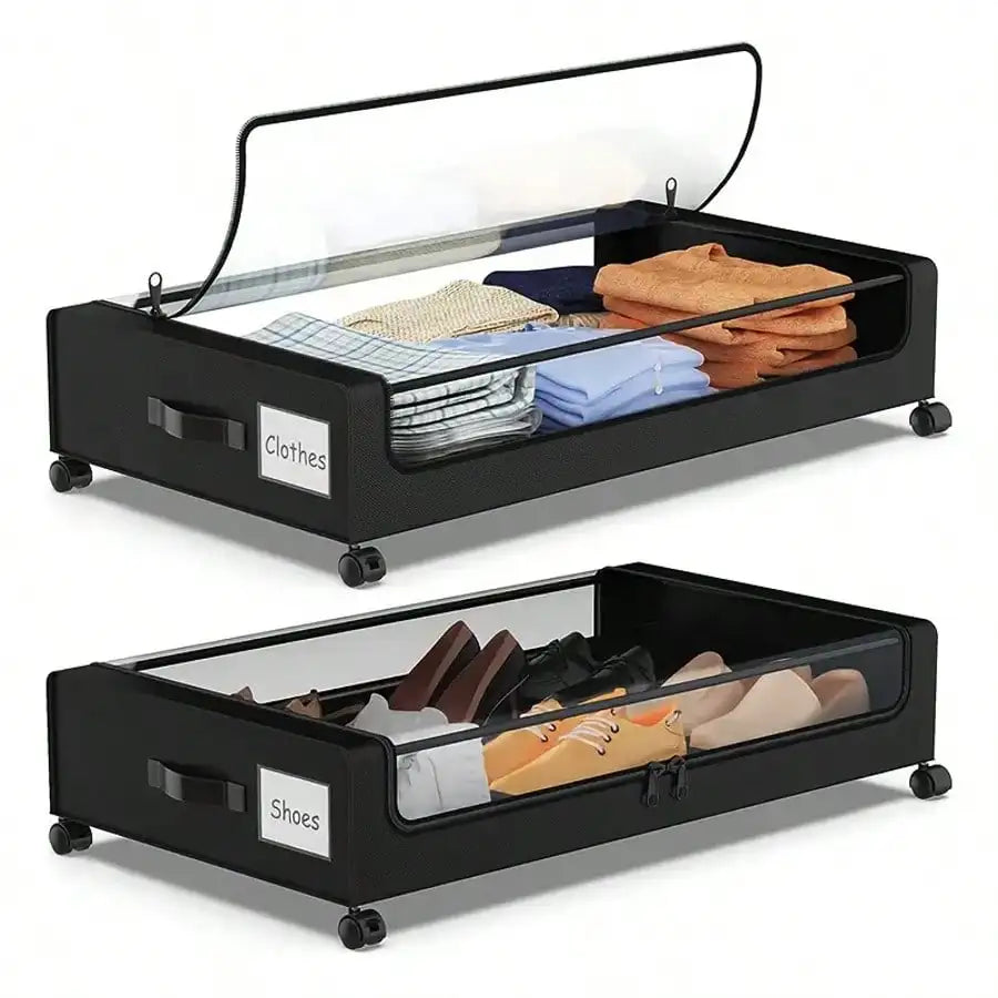 Under-Bed Rolling Storage Box – Under-Bed Storage Organizer, Rolling Storage Container & Space-Saving Clothes and Home Organization Bin