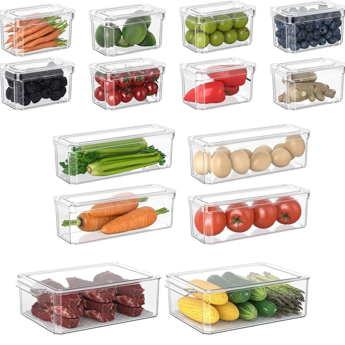 Clear Pantry Organizer Bins – Transparent Food Storage Containers, Kitchen Pantry Storage Bins & Space-Saving Cabinet Organization Containers