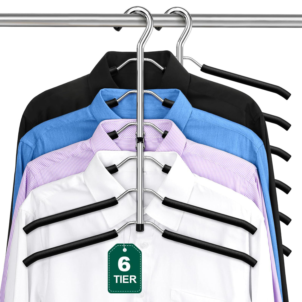 Cascading Clothes Hangers – Space-Saving Closet Hangers, Multi-Tier Cascading Clothing Rack & Vertical Wardrobe Organizer