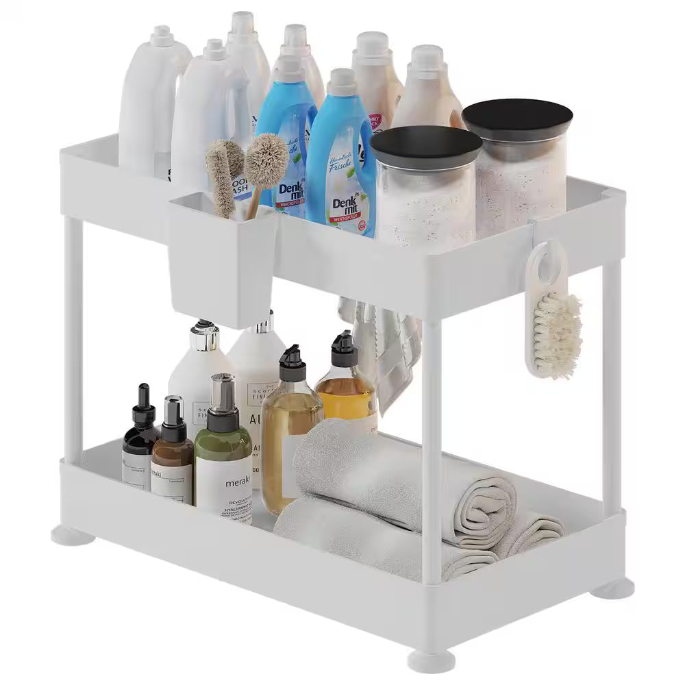 2-Tier Under-Sink Bathroom Organizer – Two-Tier Under-Sink Storage Rack, Bathroom Cabinet Organizer & Space-Saving Cleaning Supply Holder